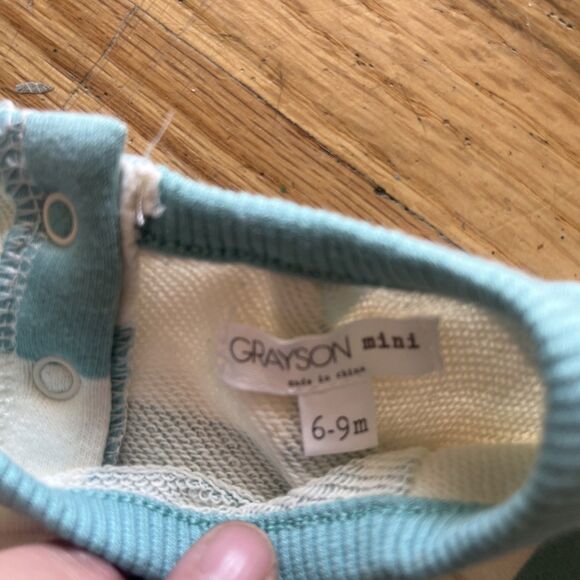 Grayson Mini 6-9 Mo Teal And Cream 2 Piece Short Set NWT - Picture 3 of 4